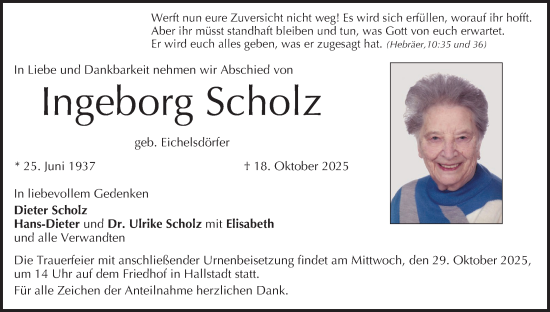 Anzeige von Ingeborg Scholz von MGO