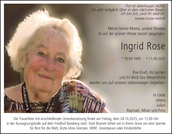 Anzeige von Ingrid Rose von MGO