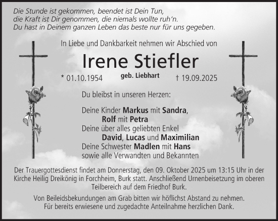 Anzeige von Irene Stiefler von MGO