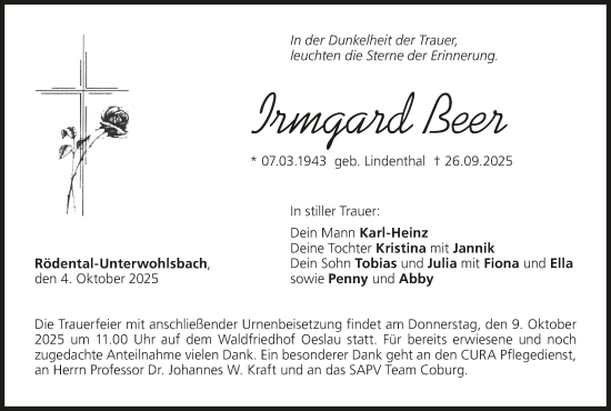 Anzeige von Irmgard Beer von MGO