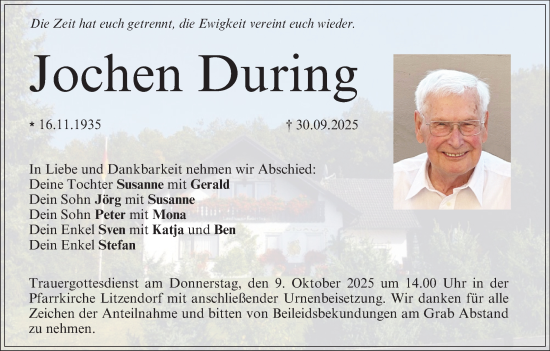 Anzeige von Jochen During von MGO