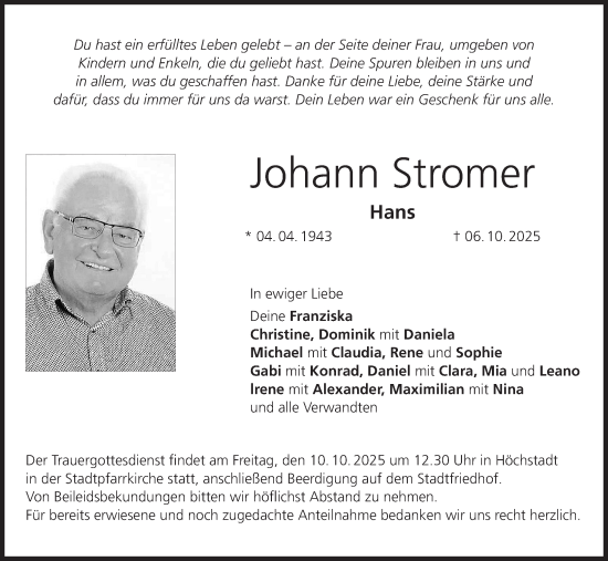 Anzeige von Johann Stromer von MGO