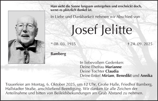 Anzeige von Josef Jelitte von MGO