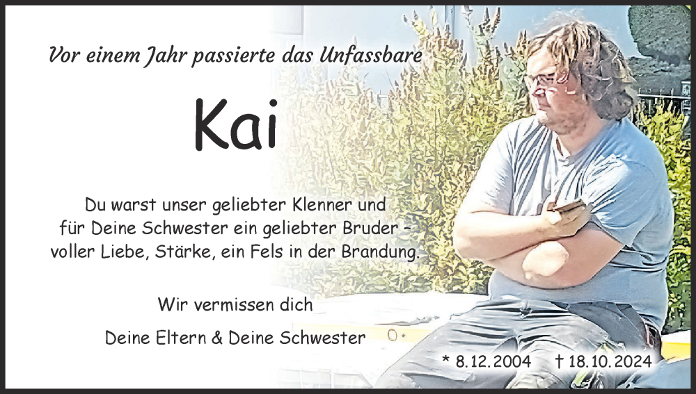  Traueranzeige für Kai Heilmann vom 18.10.2025 aus MGO