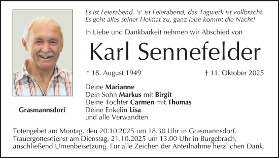 Anzeige von Karl Sennefelder von MGO