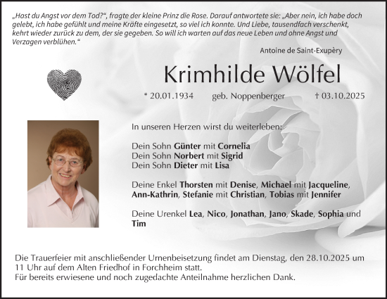 Anzeige von Krimhilde Wölfel von MGO