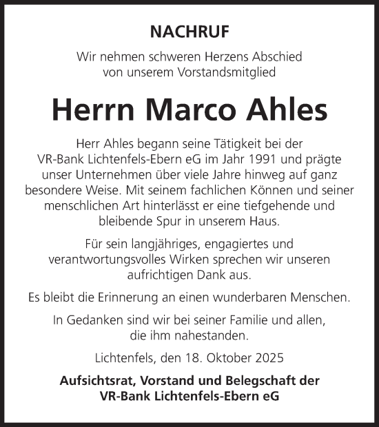 Anzeige von Marco Ahles von MGO
