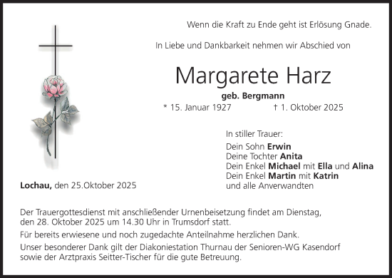 Anzeige von Margarete Harz von MGO