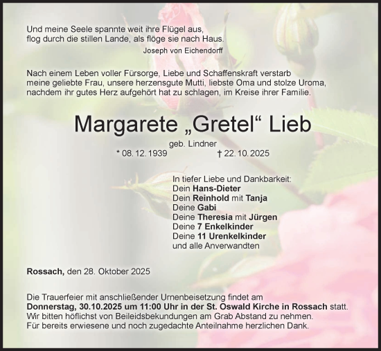 Anzeige von Margarete Lieb von MGO