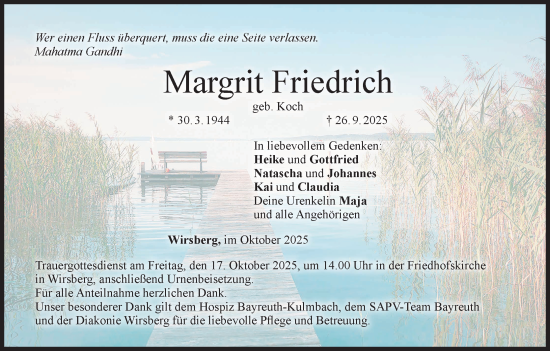 Anzeige von Margrit Friedrich von MGO