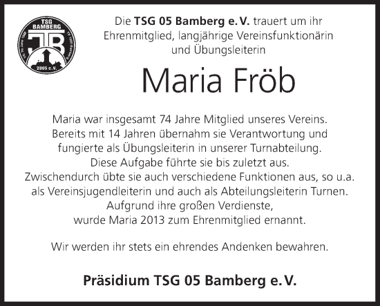Anzeige von Maria Fröb von MGO