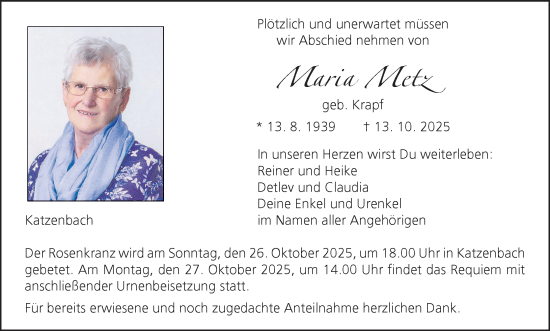 Anzeige von Maria Metz von MGO