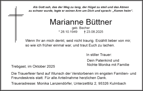 Anzeige von Marianne Büttner von MGO