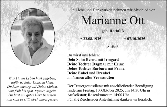 Anzeige von Marianne Ott von MGO