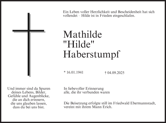 Anzeige von Mathilde Haberstumpf von MGO