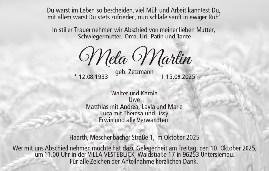 Anzeige von Meta Martin von MGO