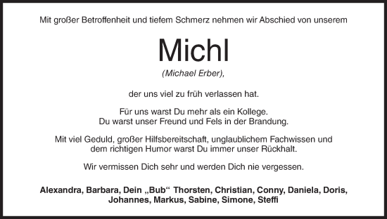 Anzeige von Michael Erber von MGO