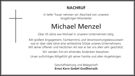 Anzeige von Michael Menzel von MGO