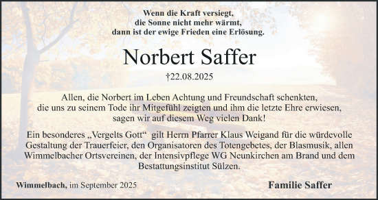 Anzeige von Norbert Saffer von MGO