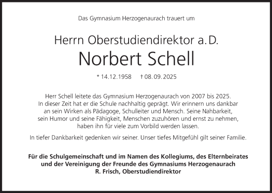 Anzeige von Norbert Schell von MGO