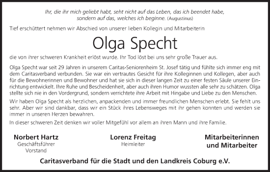 Anzeige von Olga Specht von MGO