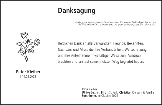 Anzeige von Peter Kleiber von MGO