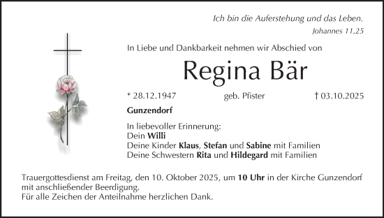 Anzeige von Regina Bär von MGO