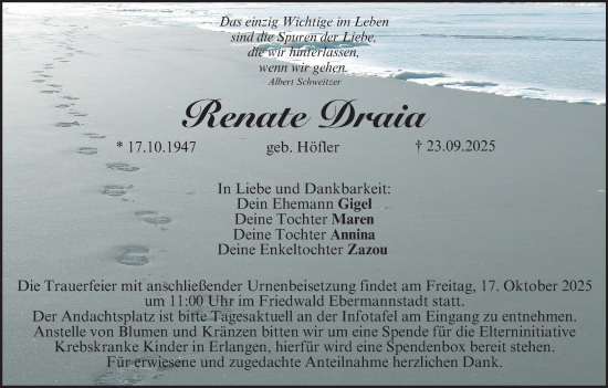 Anzeige von Renate Draia von MGO