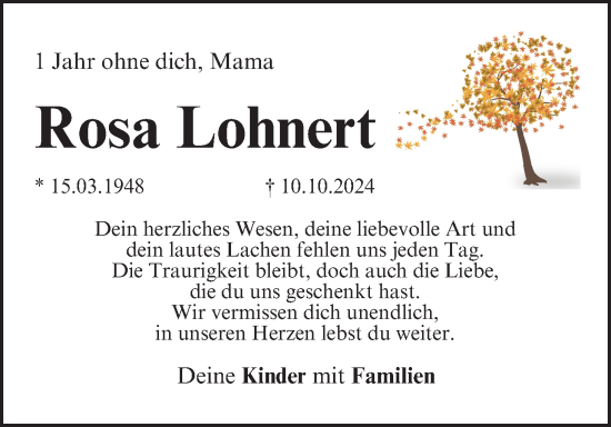 Anzeige von Rosa Lohnert von MGO
