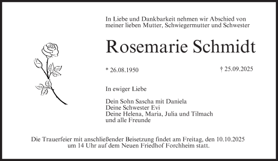 Anzeige von Rosemarie Schmidt von MGO