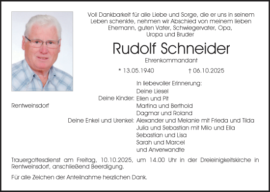 Anzeige von Rudolf Schneider von MGO