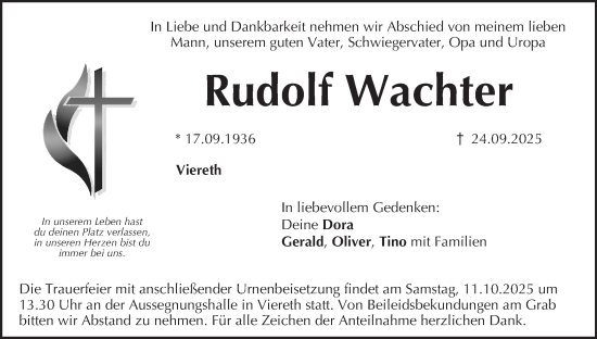 Anzeige von Rudolf Wachter von MGO