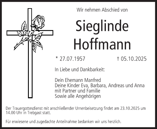Anzeige von Sieglinde Hoffmann von MGO