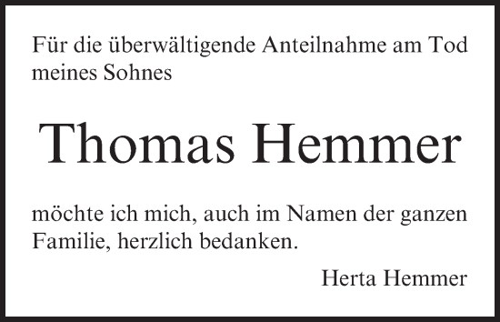 Anzeige von Thomas Hemmer von MGO