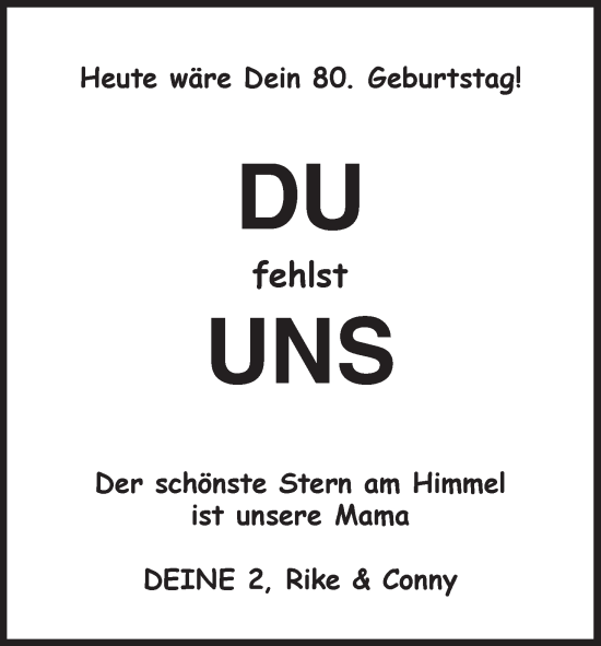 Anzeige von unsere Mama  von MGO