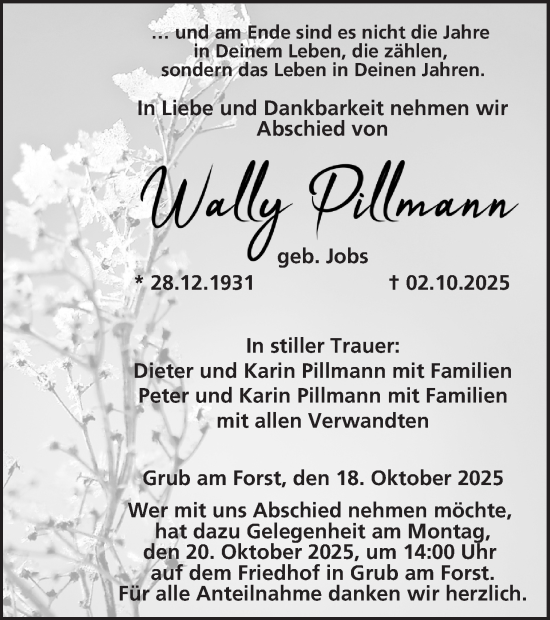 Anzeige von Wally Pillmann von MGO
