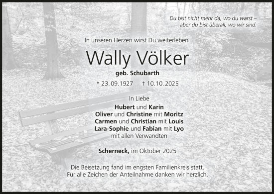 Anzeige von Wally Völker von MGO