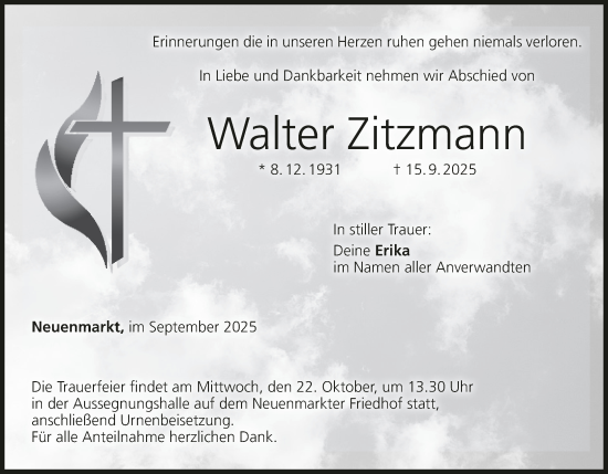 Anzeige von Walter Zitzmann von MGO