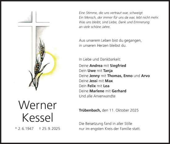 Anzeige von Werner Kessel von MGO