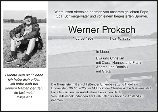 Anzeige von Werner Proksch von MGO