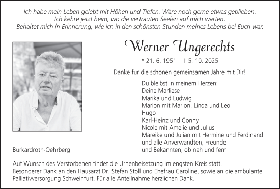 Anzeige von Werner Ungerechts von MGO