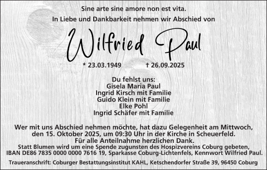 Anzeige von Wilfried Paul von MGO