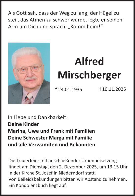 Anzeige von Alfred Mirschberger von MGO