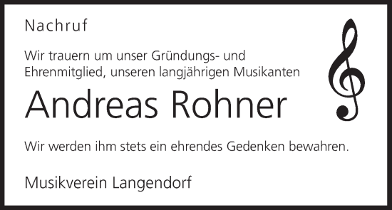 Anzeige von Andreas Rohner von MGO