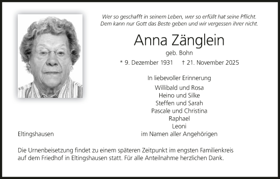 Anzeige von Anna Zänglein von MGO