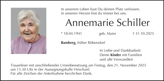 Anzeige von Annemarie Schiller von MGO