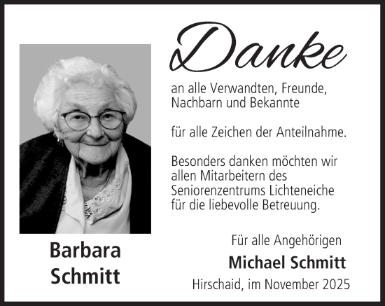 Anzeige von Barbara Schmitt von MGO