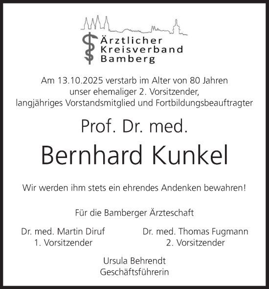 Anzeige von Bernhard Kunkel von MGO