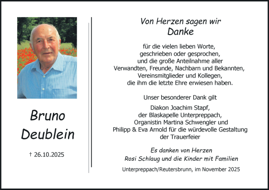 Anzeige von Bruno Deublein von MGO