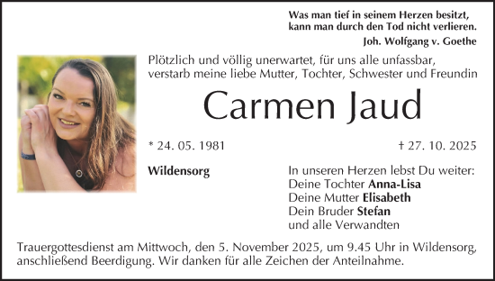 Anzeige von Carmen Jaud von MGO